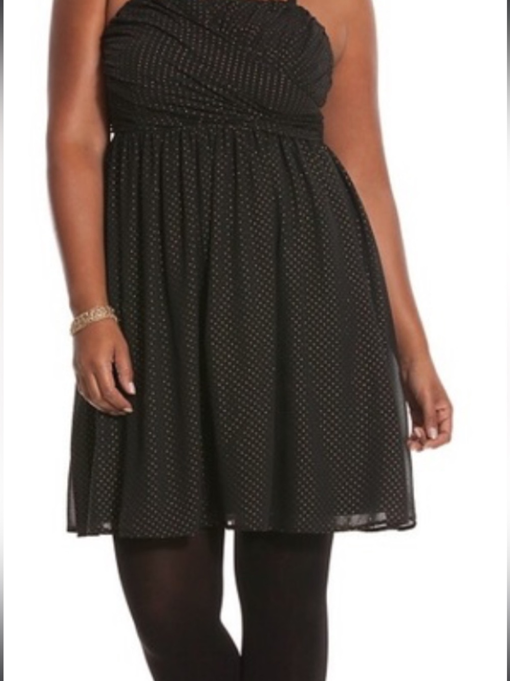 Lane Bryant Black & Gold Polka Dot Strapless Cocktail Dress Size 14 - Picture 9 of 9